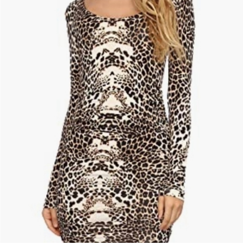 TART Long Sleeves Animal Print Ruched Dress